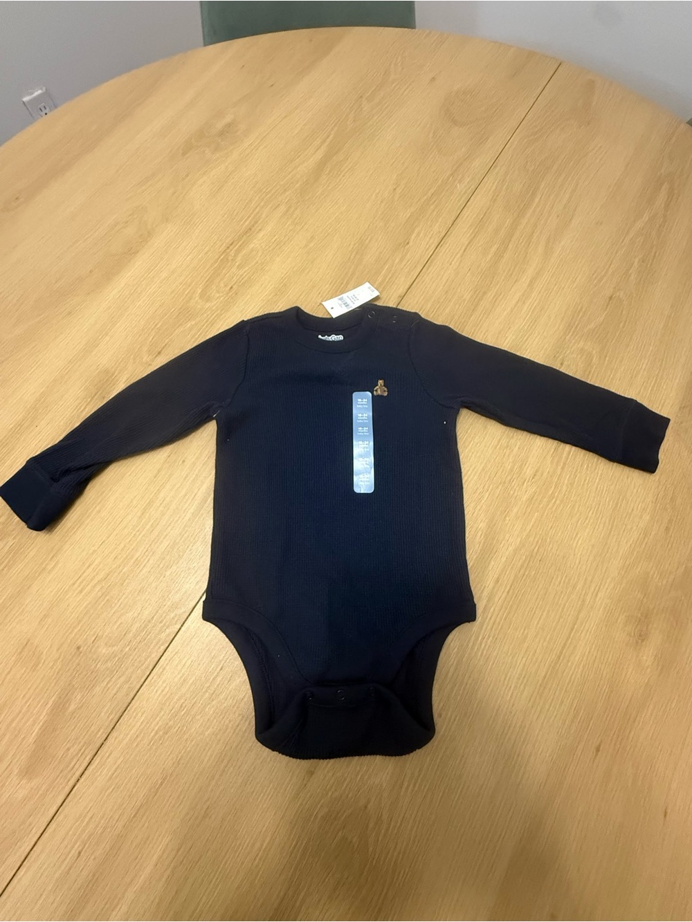 GAP Navy Long-Sleeve Ribbed Baby Bodysuit